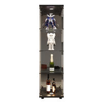 GLASVITRINE mit 4 Einlegeböden, Einzeltür, LED-Beleuchtung und Sicherheitsschloss, Schwarz - Schwarz, Metall (36.5/164/42.5cm) - BRILVERDE