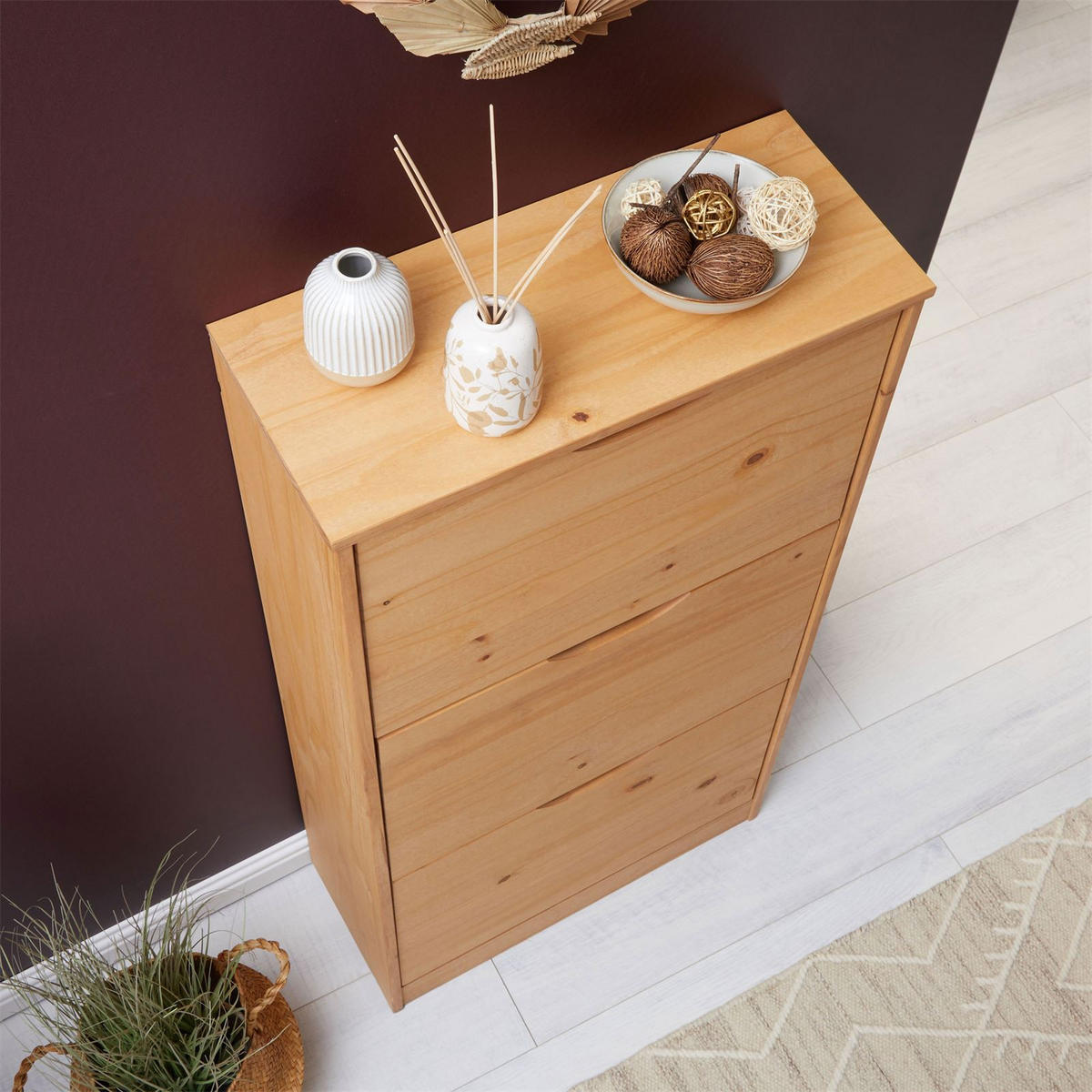 SCHUHSCHRANK BASIL - Braun, Holz (59/116/25cm) - IDIMEX