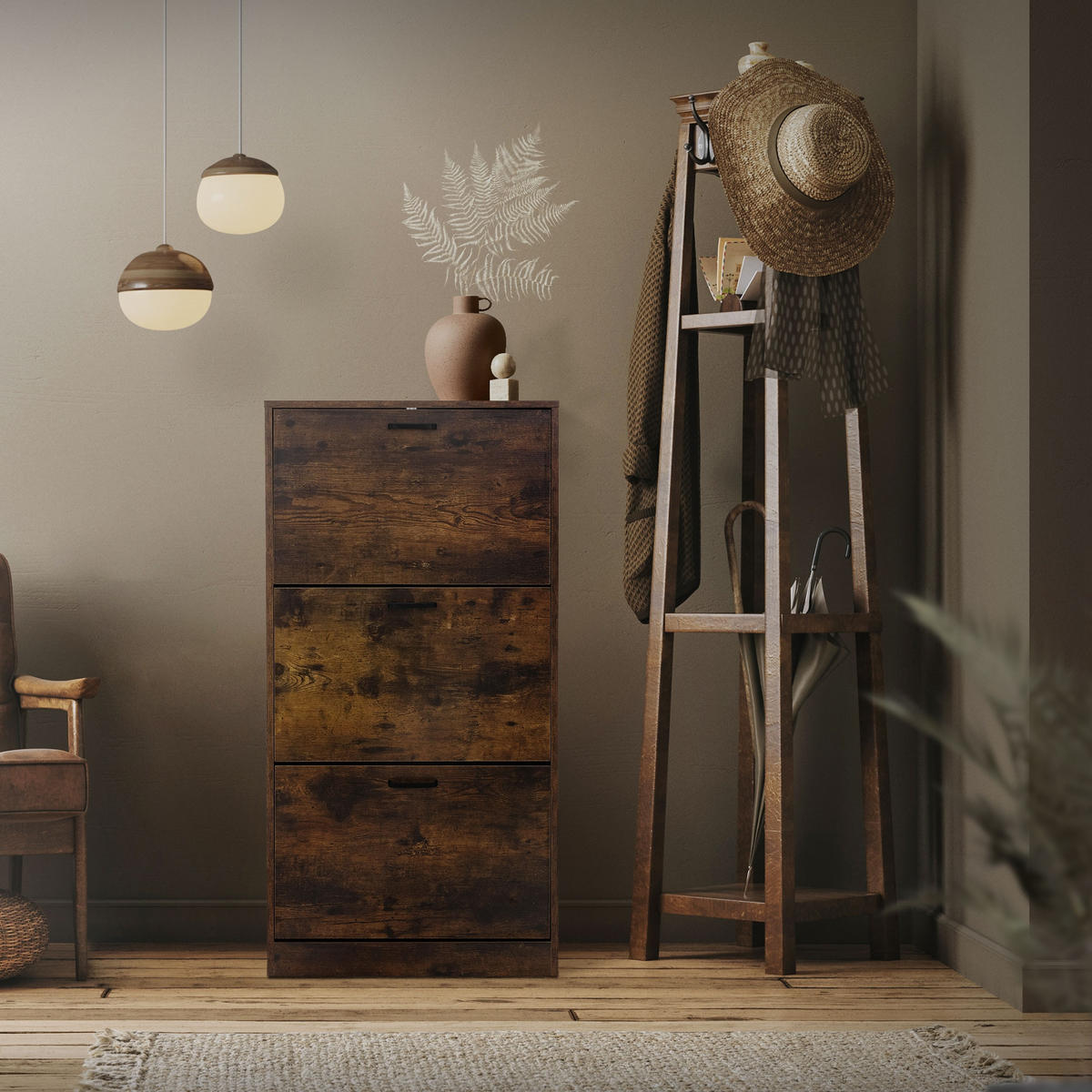 SCHUHSCHRANK - Dunkelbraun, Holzwerkstoff (24/120.5/60cm) - ML-DESIGN