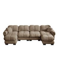SOFA 330/149/90 cm in Braun aus Chenille mit modularer U-Form - Braun, Textil (149/90/330cm) - Flora Grace