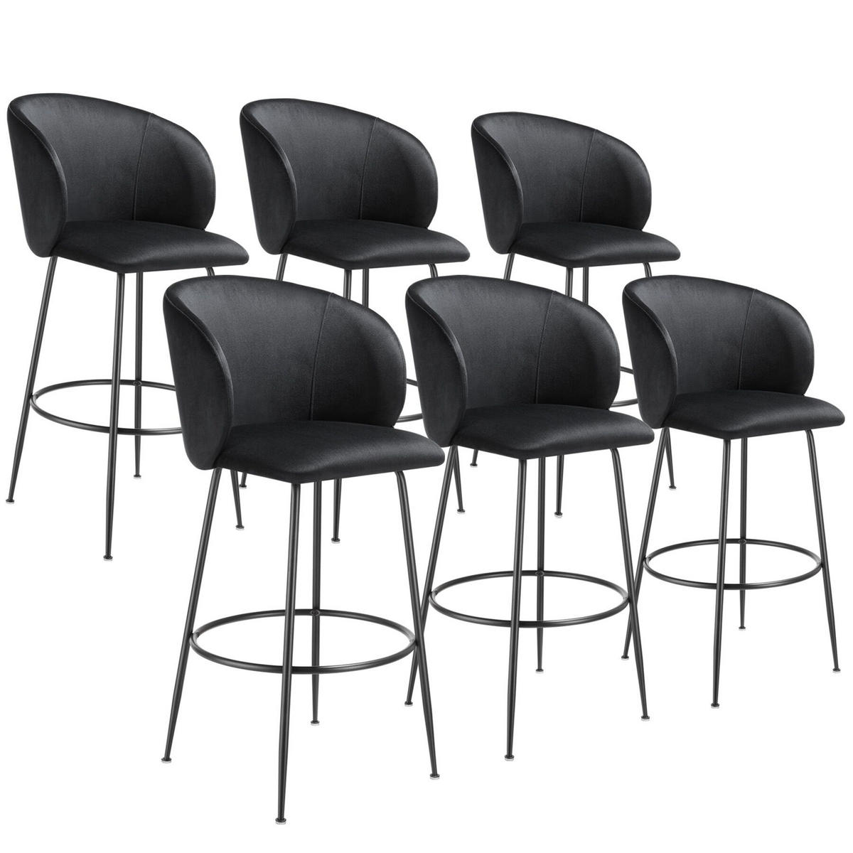 BARSTUHL Luana,51 x 60 x 106 cm, Belastbarkeit 120 kg,schwarz/schwarz - Schwarz, Kunststoff (51/106/60cm) - tectake