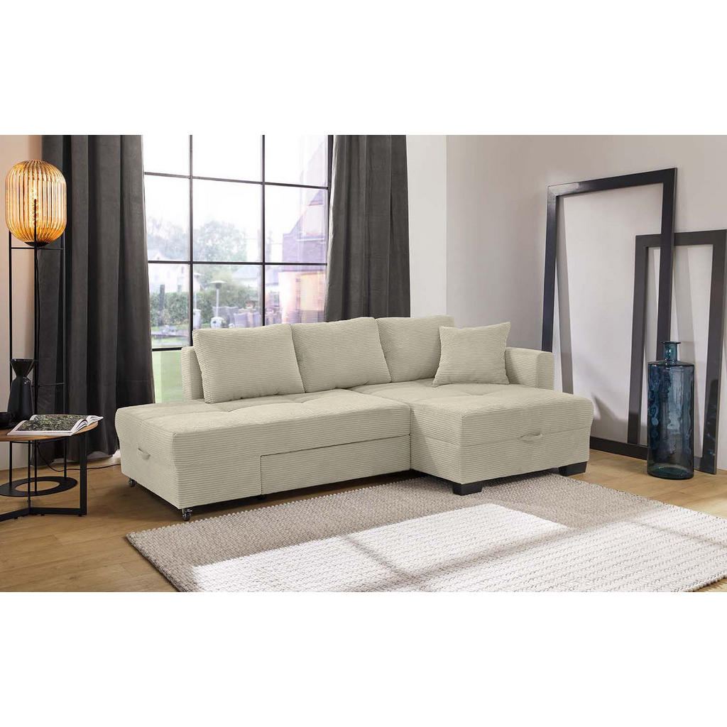Thumbnail - luma-home Ecksofa, Greige, Textil, 3-Sitzer, Füllung: Polyurethan (Pur), L-Form,L-Form, 247x155 cm, Wohnzimmer, Sofas & ...