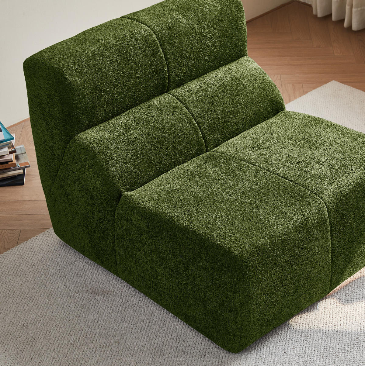 SOFA-SESSEL Samtbezug komprimiert ohne Montage 94/110/79 cm Grün - Grün, Textil (110/79/94cm) - Redom
