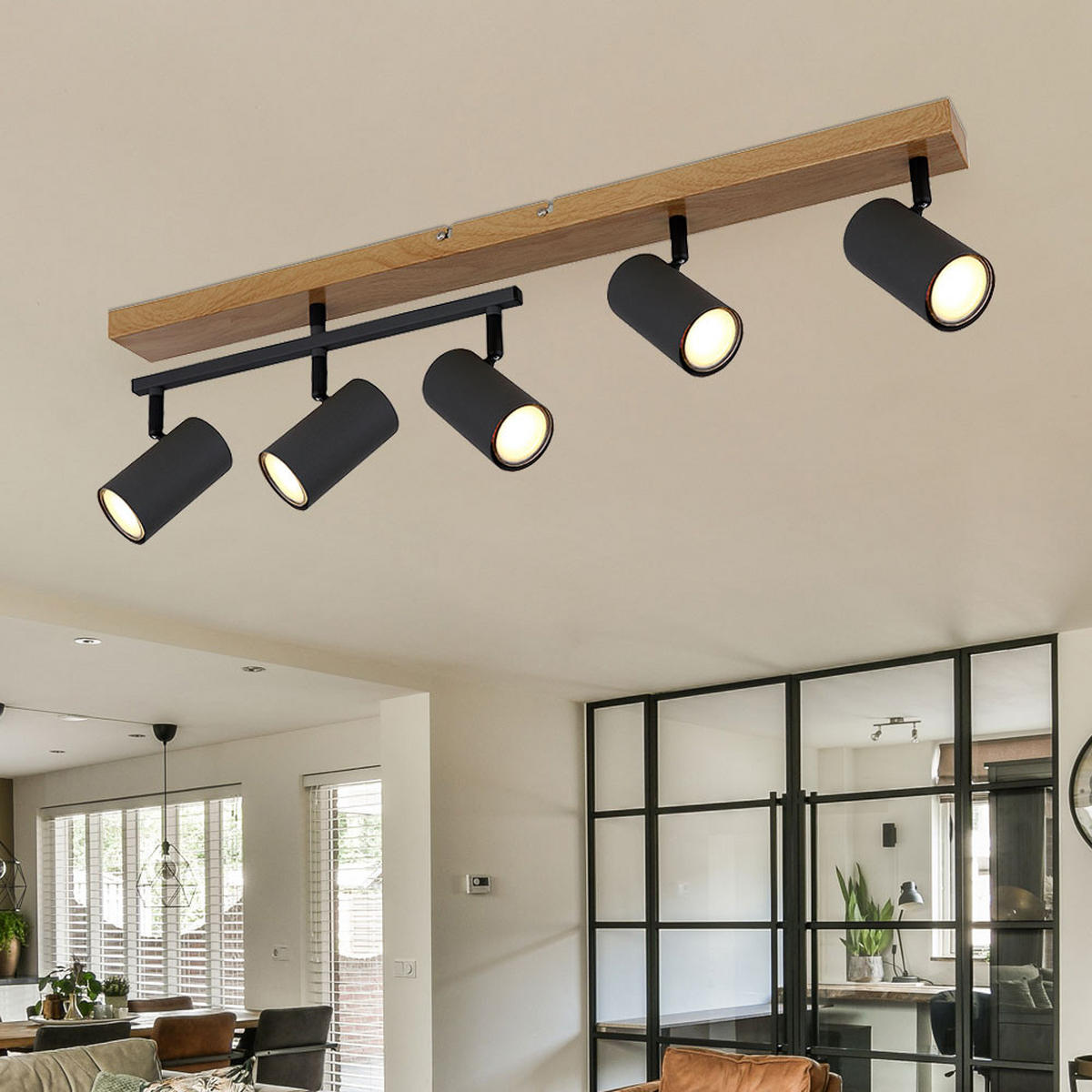 DECKENLEUCHTE Metall Graphit dunkel 5-flammig - Grau, Metall (70/35/17cm)