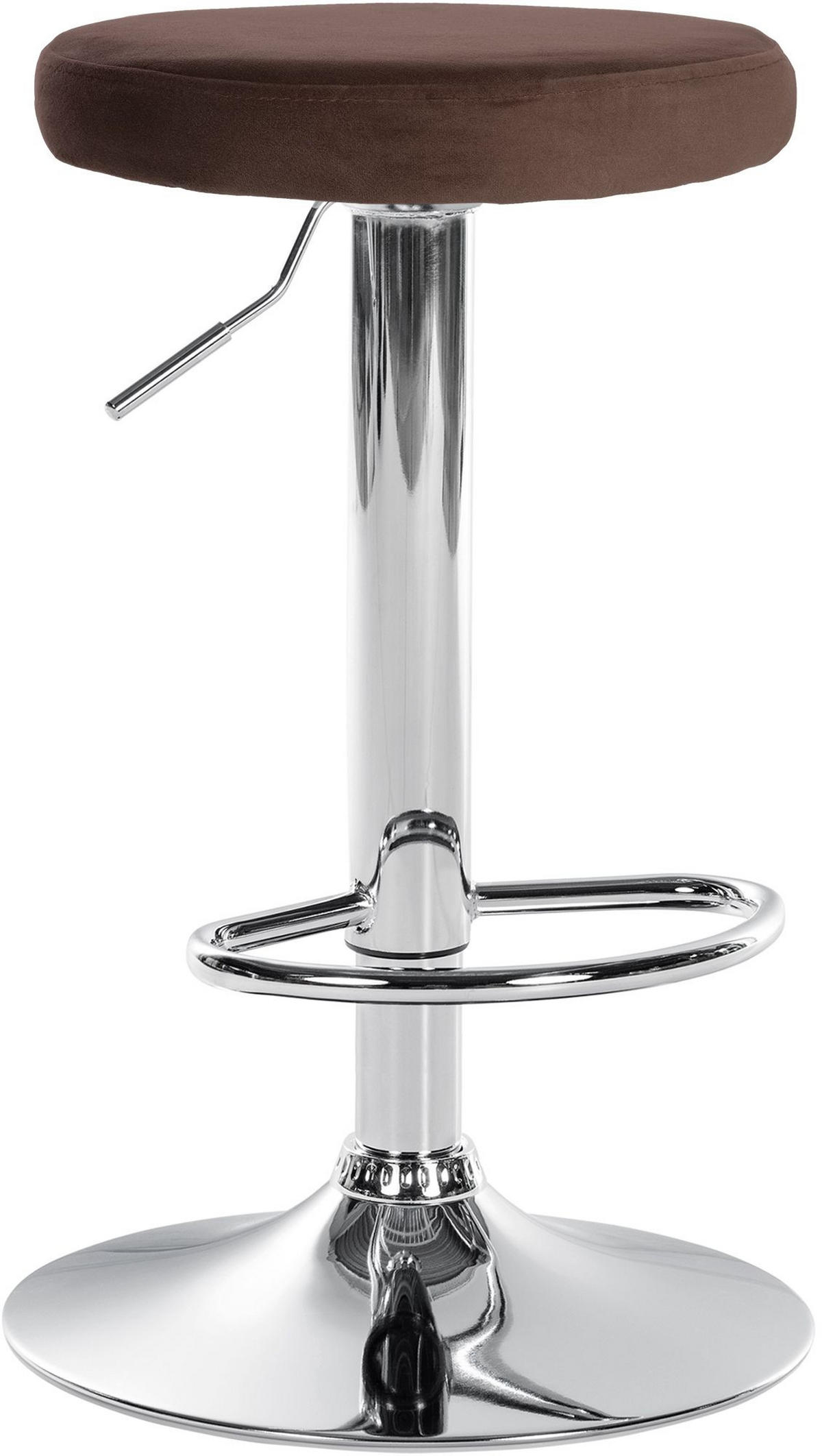 BARHOCKER Samt braun - Chromfarben/Braun, Textil/Metall (38.5/60/38.5cm) - CLP