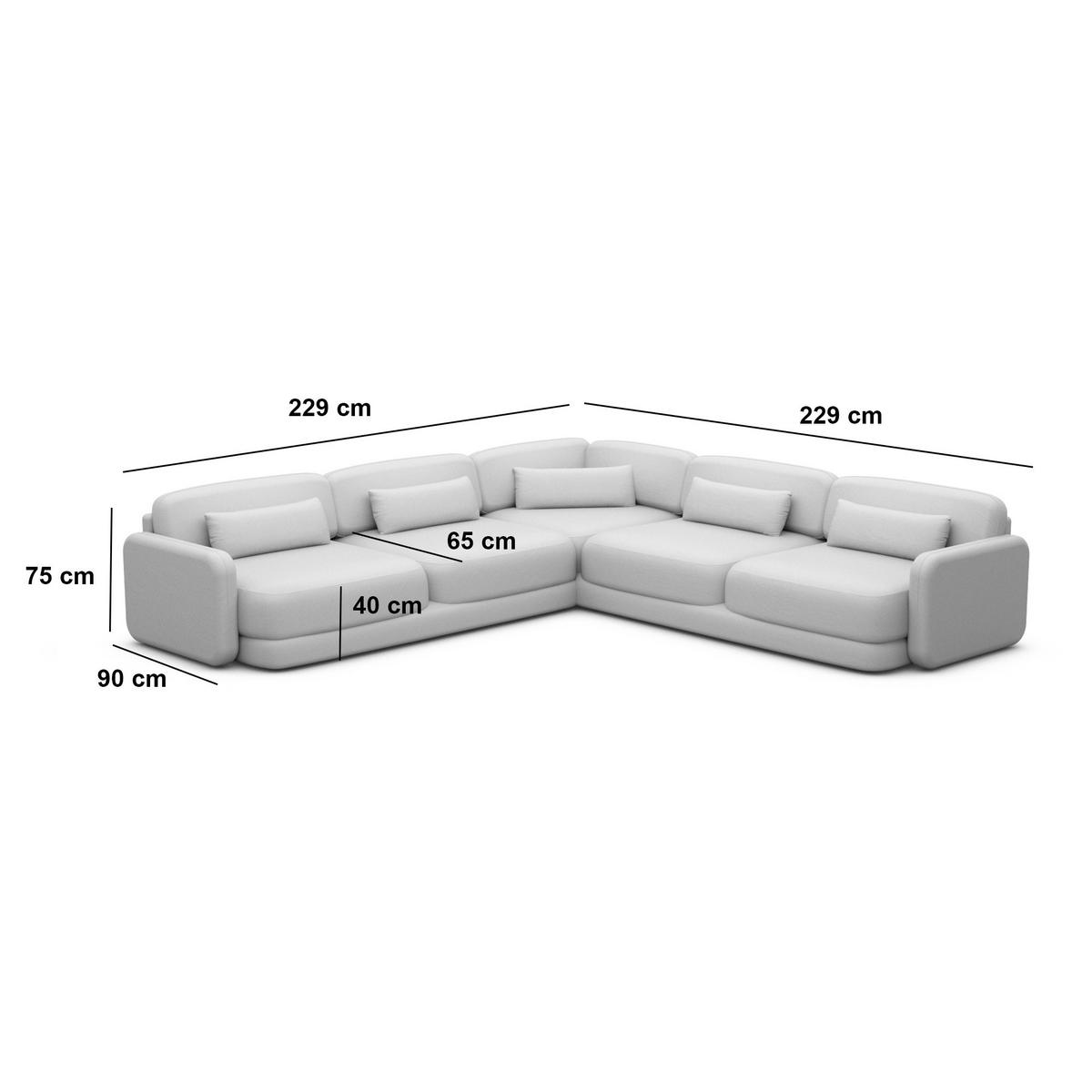 ECKSOFA Valencia L Form Samtstoff Sand - Sandfarben, Textil (229/229cm) - Sofa Dreams