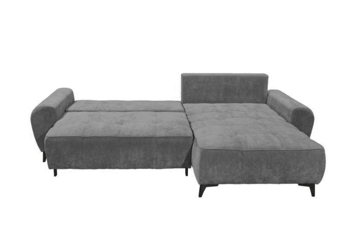 ECKSCHLAFSOFA mit Schlaffunktion und Bettkasten, beidseitig montierbar - Schwarz/Grau, Kunststoff/Textil (284/191cm) - ed exciting design