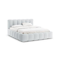 BETT mit Bettkasten und Kopfteil Lupine aus strukturiertem Stoff hellgrau 200x200cm - Hellgrau, Textil (200/200cm) - Micadoni