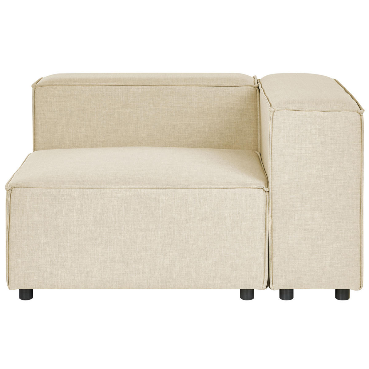 3-SITZER-ECKSOFA Leinen beige linksseitig Aprica - Beige/Schwarz, Textil (326/180cm) - Beliani