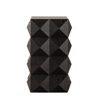 BEISTELLTISCH aus Massivholz und MDF Schwarz montagefrei mit Reliefstruktur im Retro-Design - Schwarz, Holzwerkstoff (37/37/60cm) - Modfu