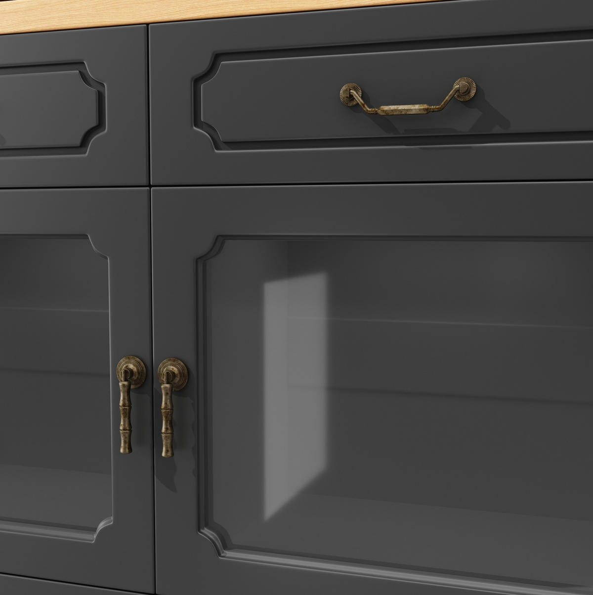 ESSZIMMERSCHRANK aus MDF 135-203x39x92,8cm in Schwarz mit LED - Schwarz, Holzwerkstoff (39/92.8/203cm) - Modfu