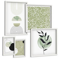 BILDER SET 5er Set - 50x50 cm & 20x30 cm & 40x60 cm Weißer Rahmen - Abstrakte Formen und Farben - Weiß, Kunststoff (40/60cm) - TULUP