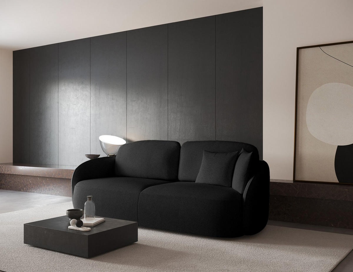 3-SITZER-SOFA Savoy Schwarz mit Schlaffunktion - Schwarz, Kunststoff/Textil (254/96/105cm) - Selsey