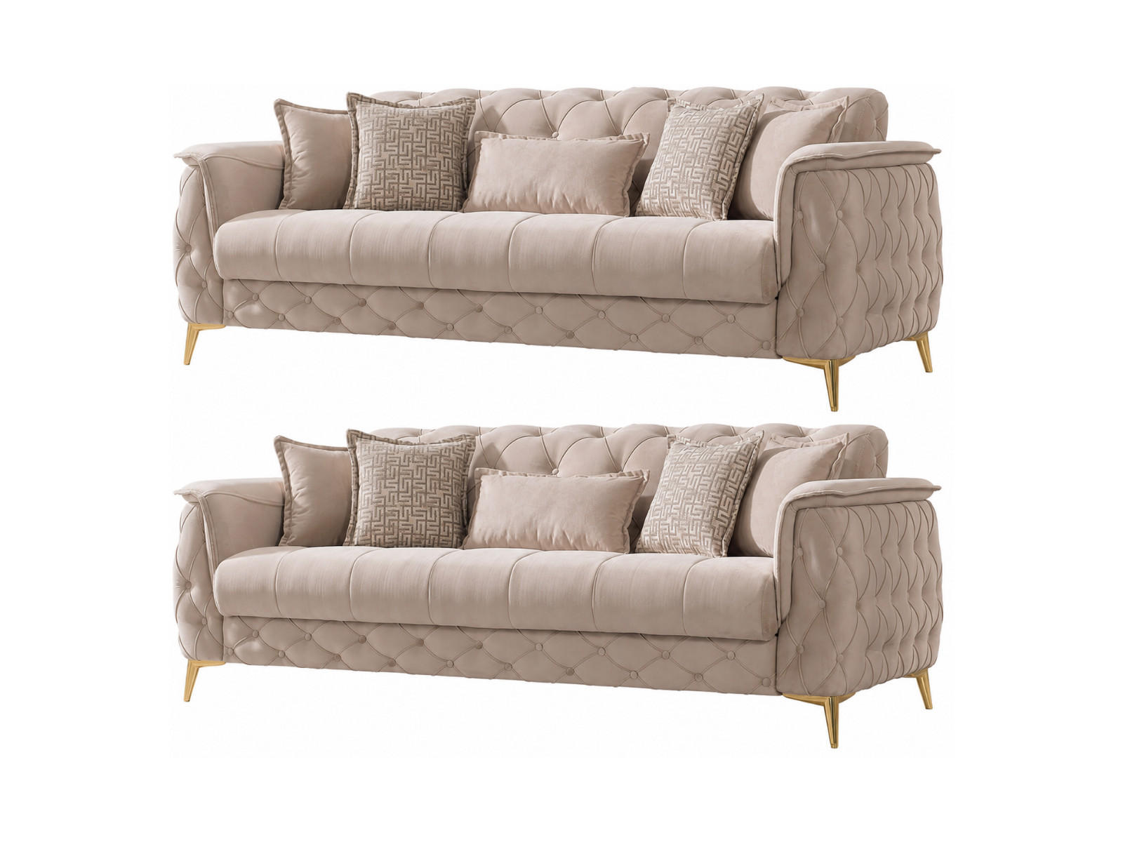 SITZGARNITUR Sucre, Beige Stellvariante 3+2 - Beige, Holzwerkstoff/Kunststoff (240/80/100cm)