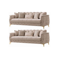 SITZGARNITUR Sucre, Beige Stellvariante 2+2 - Beige, Holzwerkstoff/Kunststoff (170/80/100cm)