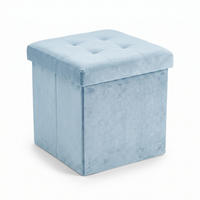 SAMTPOUF mit Stauraum 38/38/38 cm - Blau, Textil (38/38/38cm) - SCENA LIVING