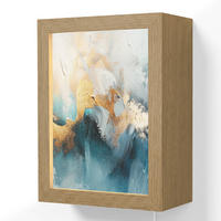 NÁSTĚNNÁ LAMPA Abstraktní - umění - zlatá - modrá 15x20 cm - tyrkysová, kompozitní dřevo (15/20/8cm) - OnlyWow