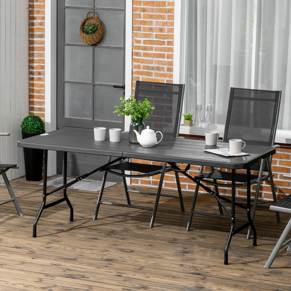 GARTENTISCH Dunkelgrau 180.0/75.5/73.0cm - Dunkelgrau, Metall (180/75.5/73cm)