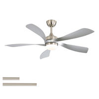 DECKENVENTILATOR 132cm LED Licht Leiser DC Motor 5 ABS Flügel - Weiß, Kunststoff (132.08/132.08/26.8cm) - CASIVA