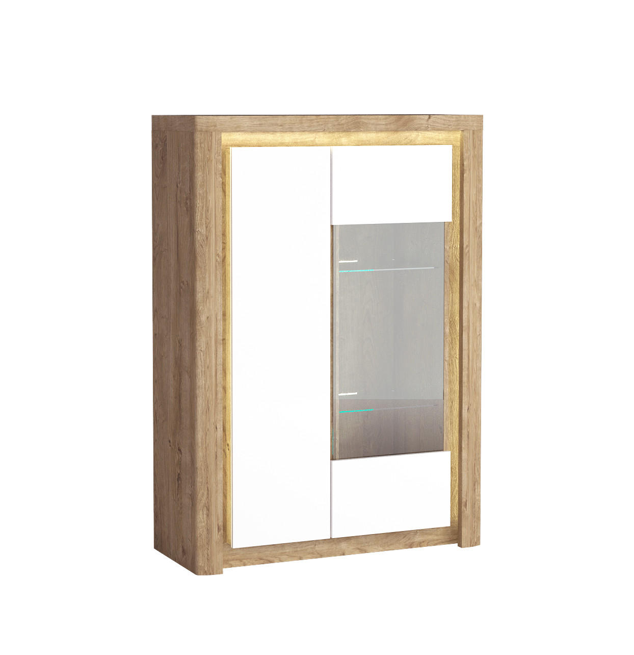 HIGHBOARD Livinio Ribbeck Eiche / weiß Hochglanz 100 / 40,5 / 141cm - Weiß Hochglanz/Eichefarben, Holz/Holzwerkstoff (100/141/40.5cm) - Feldmann-Wohnen