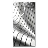 WANDUHR 30x60 cm - Bambuspflanze - Silberfarben, Glas (30/60/0.4cm) - TULUP