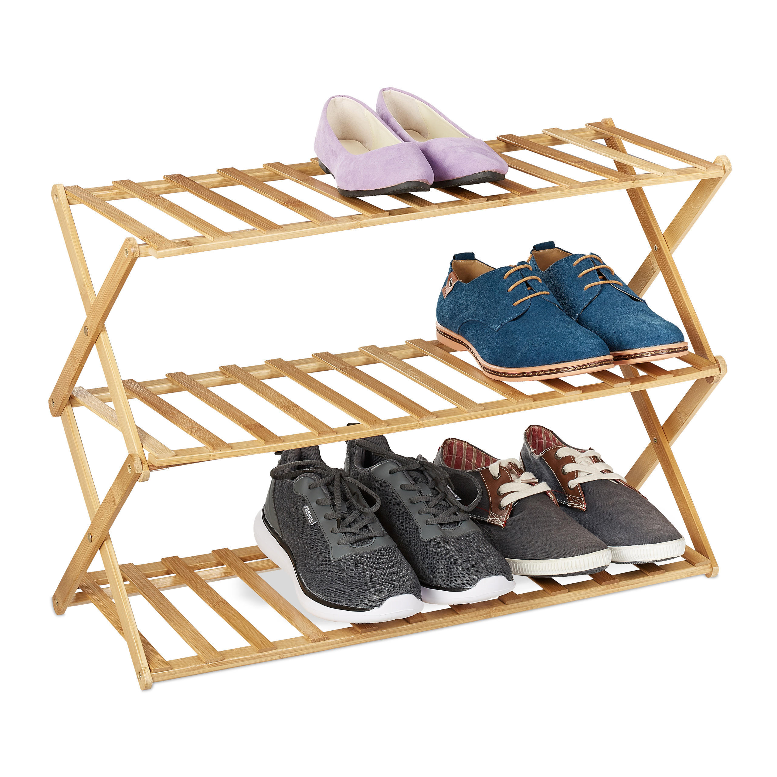 SCHUHREGAL - Hellbraun, Holz (67/46/26cm) - Relaxdays