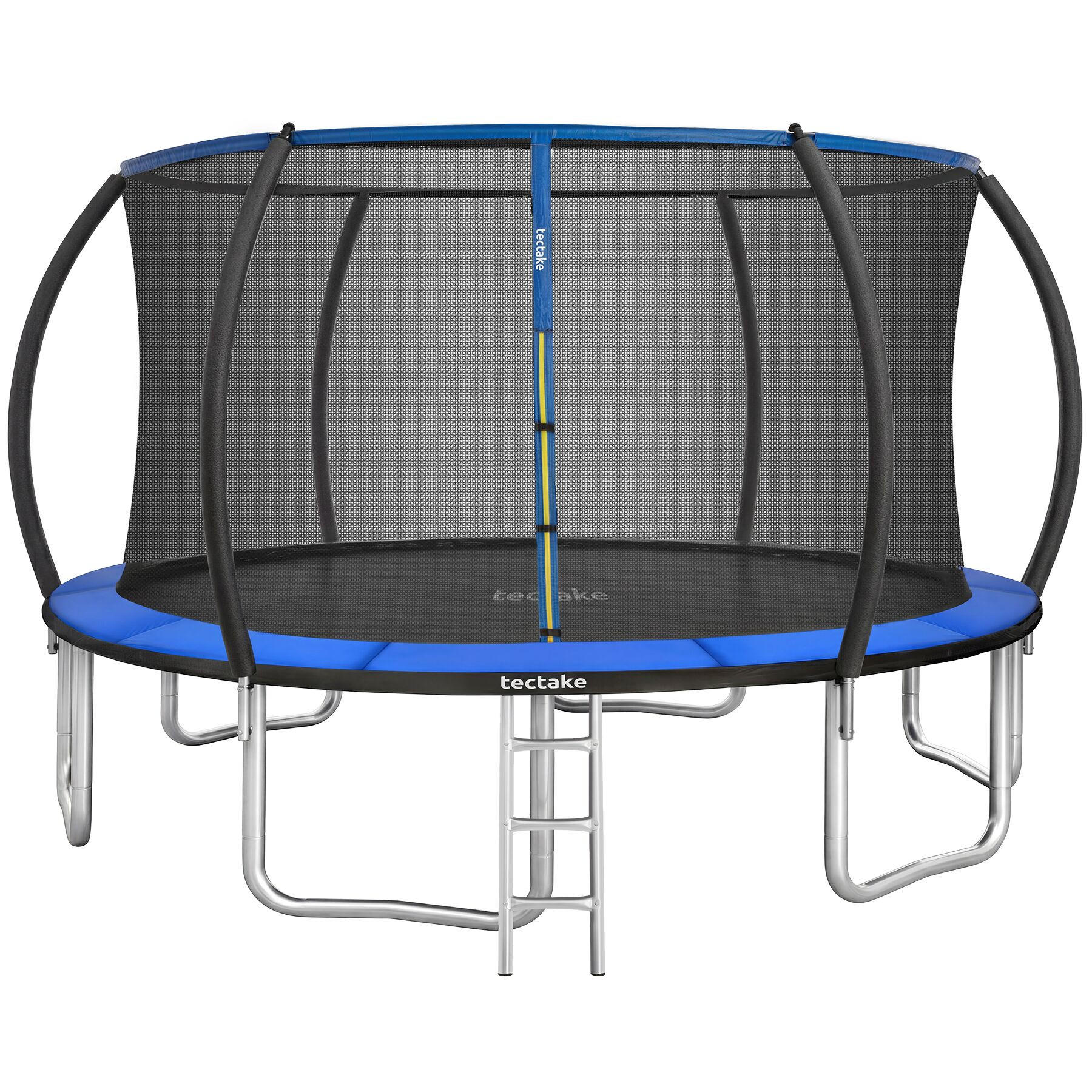 TRAMPOLIN Jumpy, inklusive Einstiegsleiter, schwarz/blau - Blau/Schwarz, Metall (394/275/394cm) - tectake