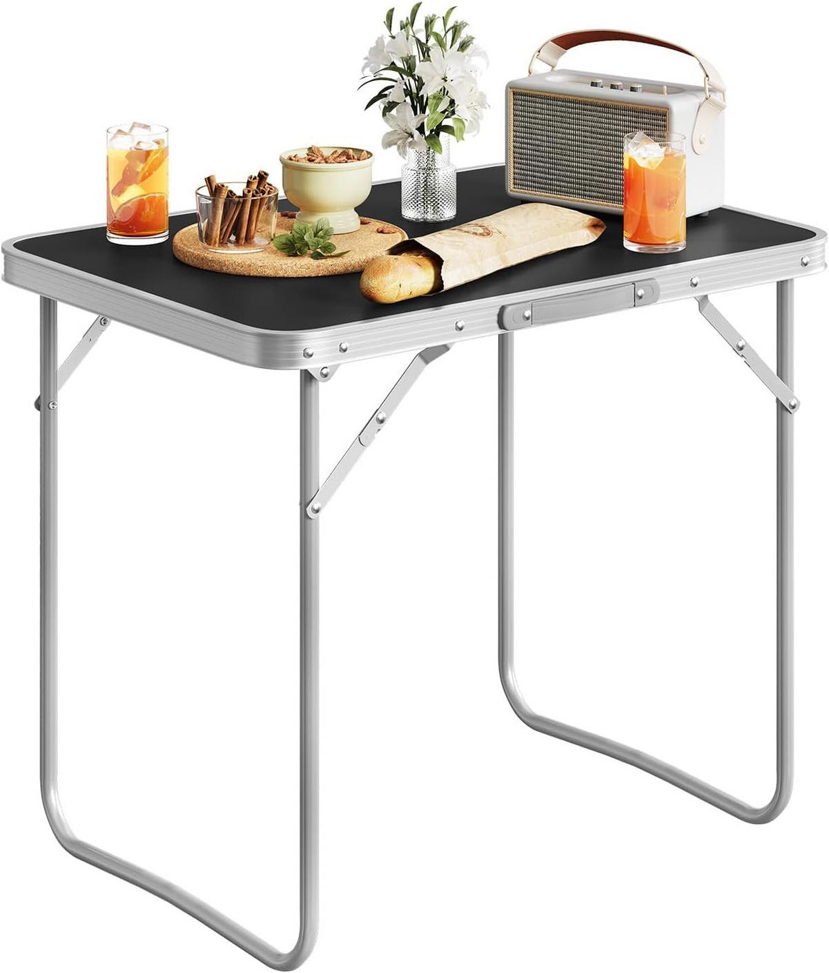 CAMPINGTISCH mit Griff Klappbar 70 x 50 x 60 cm Schwarz - Schwarz, Metall (70/50/60cm) - Woltu