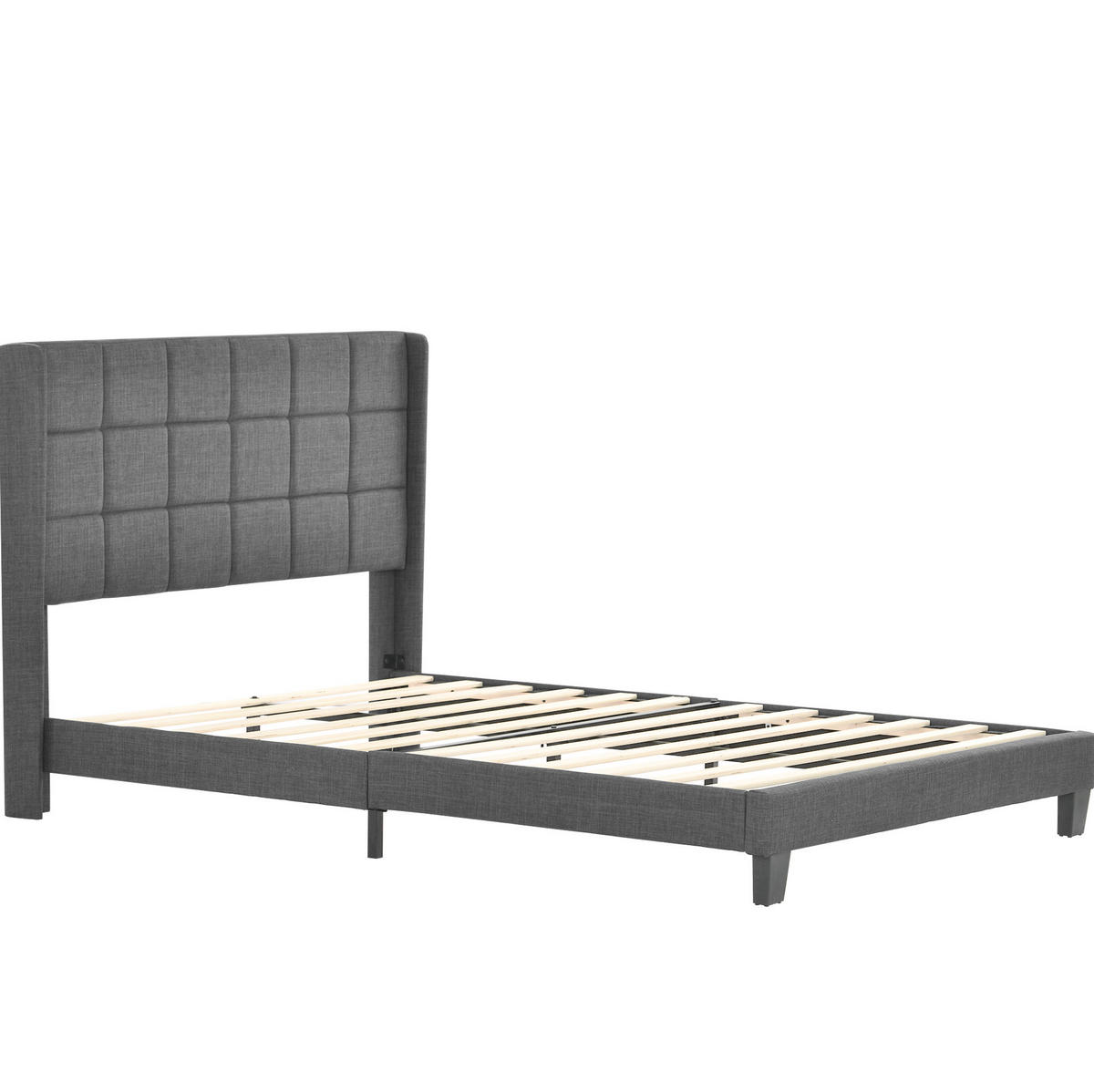 POLSTERBETT 140/200 cm Grau aus Leinen mit Federkernmatratze - Grau, Textil (140/200cm) - OKMYHOME