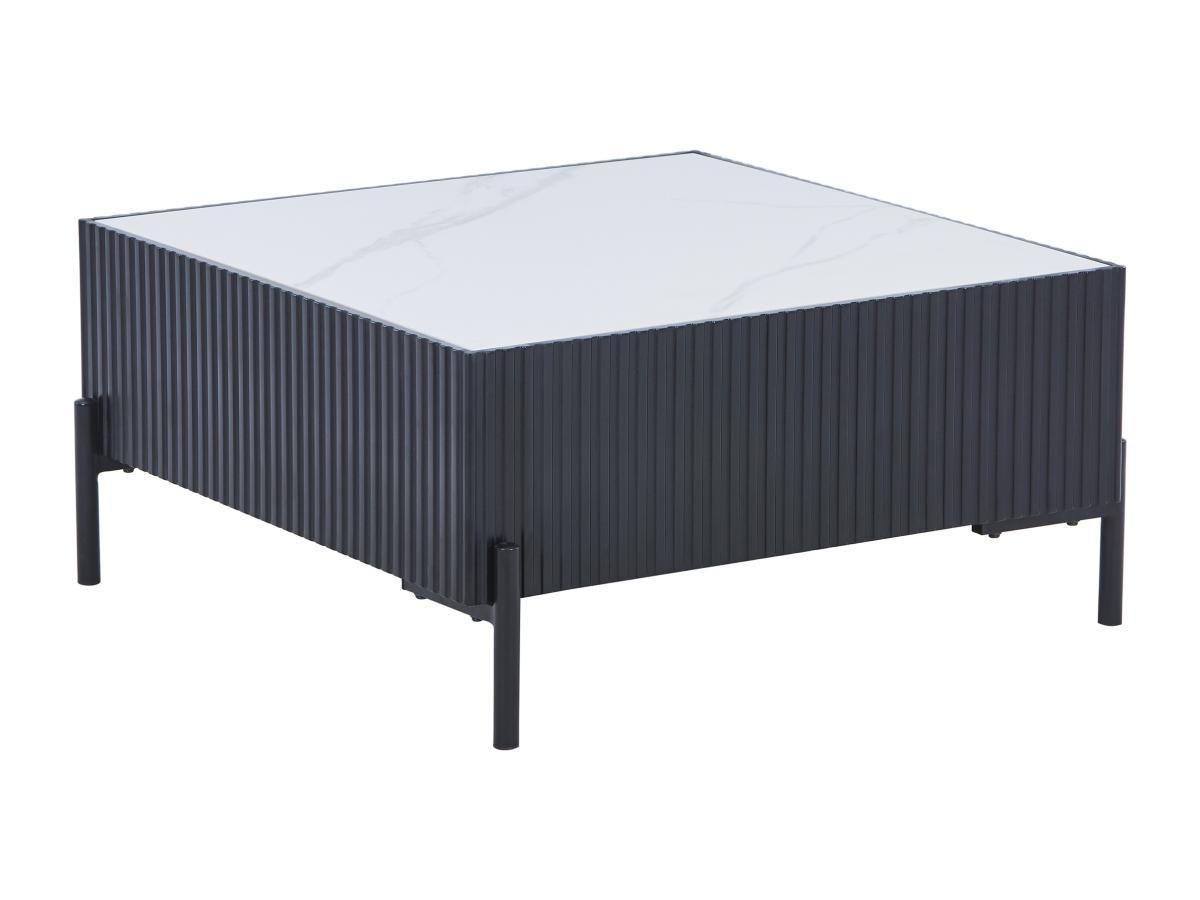 COUCHTISCH - Keramik, MDF & Metall - Schwarz & Weiß - CYNDORA - Schwarz, Holz (80/80/40cm) - Vente-Unique