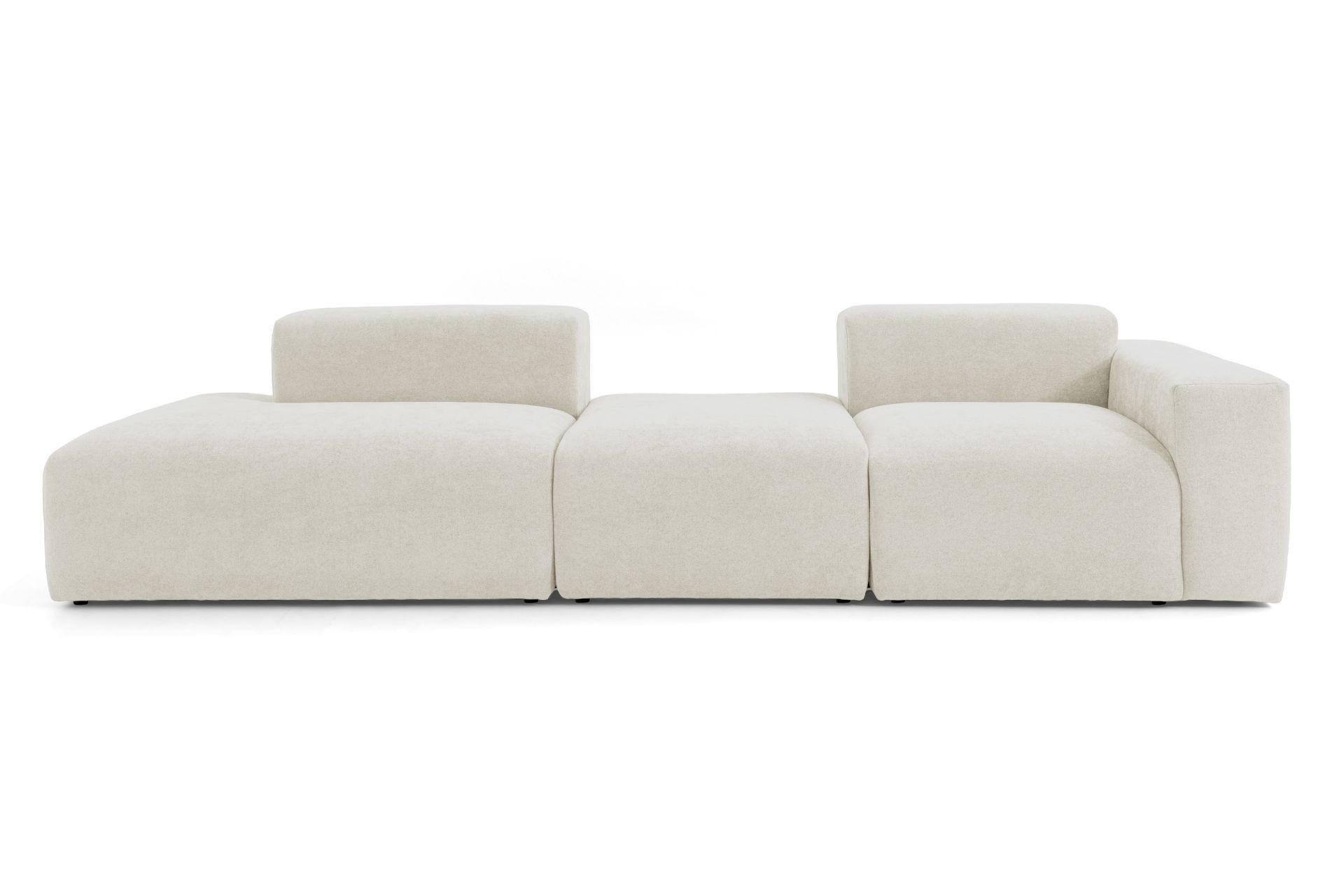 4-SITZER modulares Sofa HEAVEN SET 4 Links, Breite 335 cm Webstoff Weiß - Schwarz/Weiß, Holz/Kunststoff (335/71/102cm) - Muffo