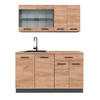KÜCHENZEILE R-Line Goldkraft Eiche/Anthrazit 140 cm, AP Eiche - Honigeiche/Anthrazit, Holzwerkstoff (140/81.6/60cm) - Vicco