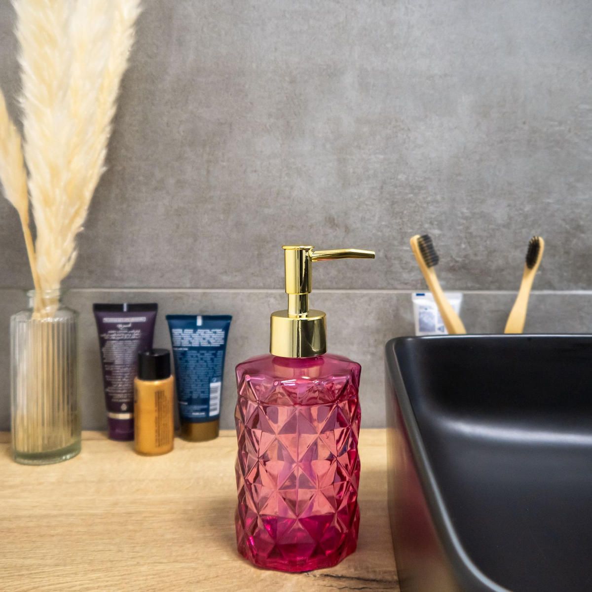 SEIFENSPENDER 310ml - Pink, Glas (7.2/18.2/8.2cm) - Intirilife