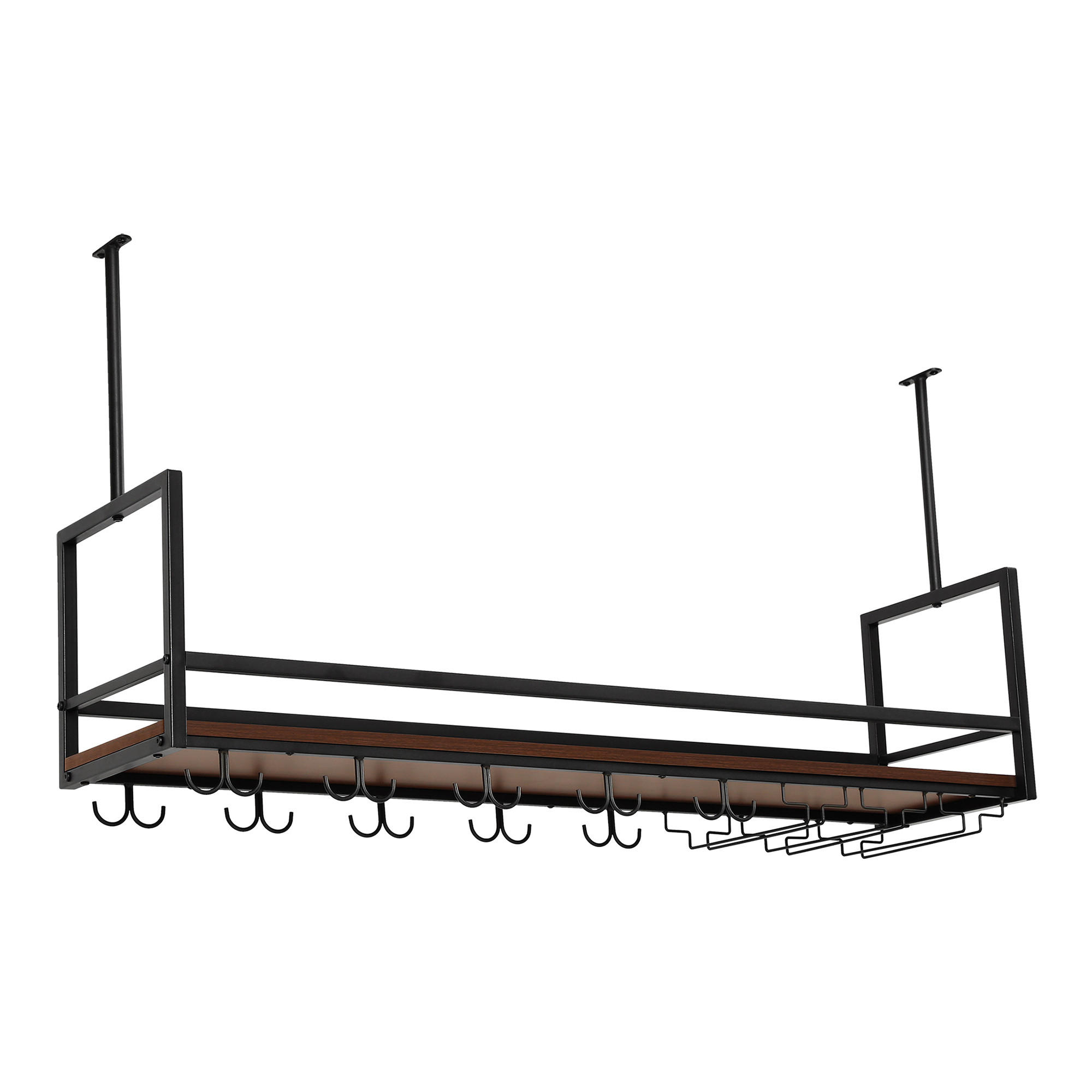 VINNÝ REGÁL Borejle - černá/barva vlašského ořechu, kov/kompozitní dřevo (120/64.5/30cm) - [en.casa]