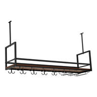 VINNÝ REGÁL Borejle - černá/barva vlašského ořechu, kov/kompozitní dřevo (120/64.5/30cm) - [en.casa]