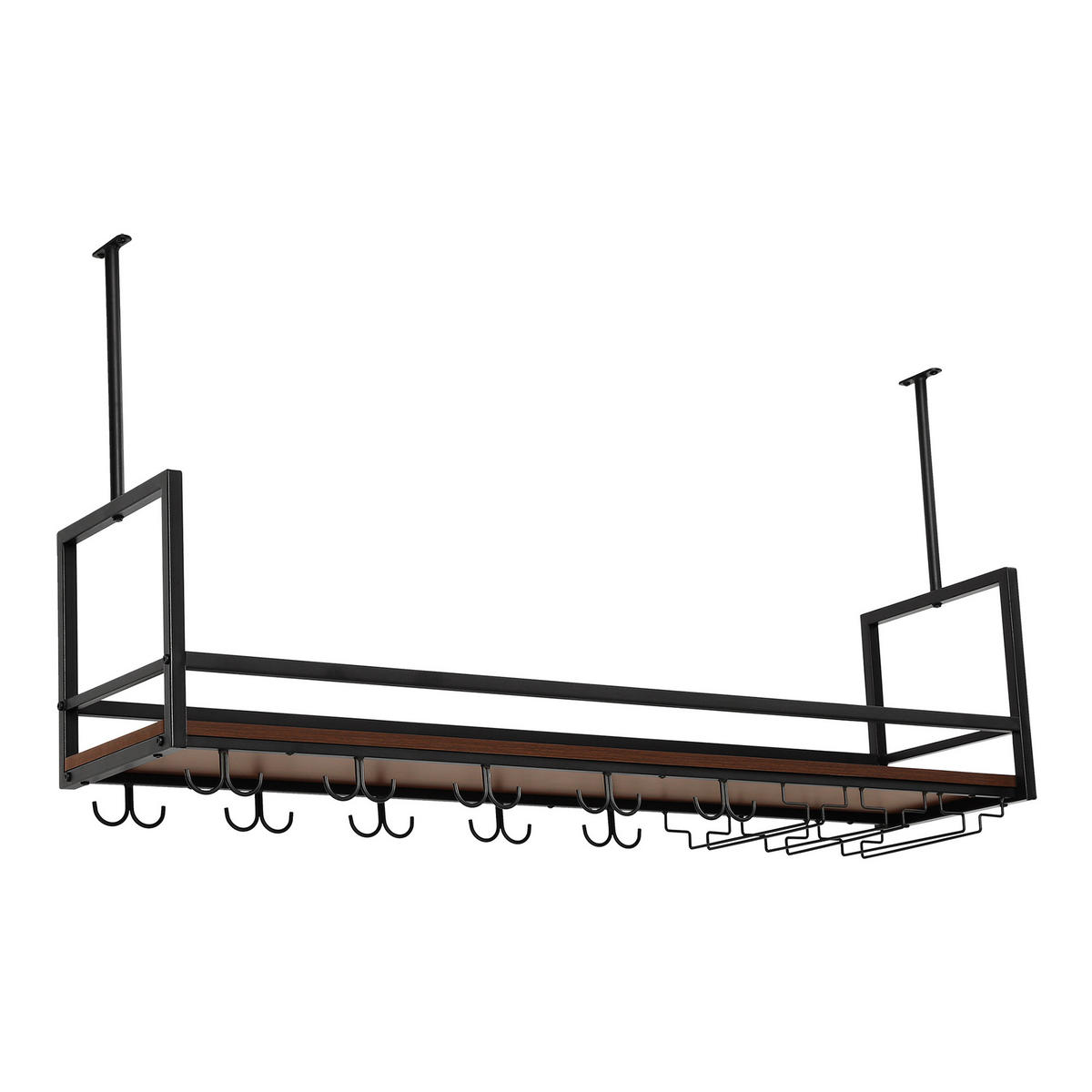 VINNÝ REGÁL Borejle - černá/barva vlašského ořechu, kov/kompozitní dřevo (120/64.5/30cm) - [en.casa]