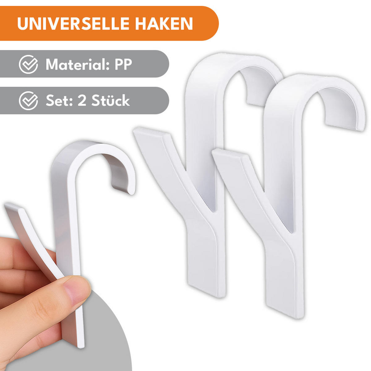 HAKEN 2er-Set - Weiß, Kunststoff (2/5/5cm) - KRUMAD