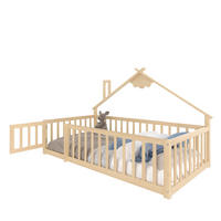 FLACHBETT 90/190 cm Natur Kiefernholz mit Geländer und Schloss - Naturfarben, Holz (90/190cm) - OKWISH