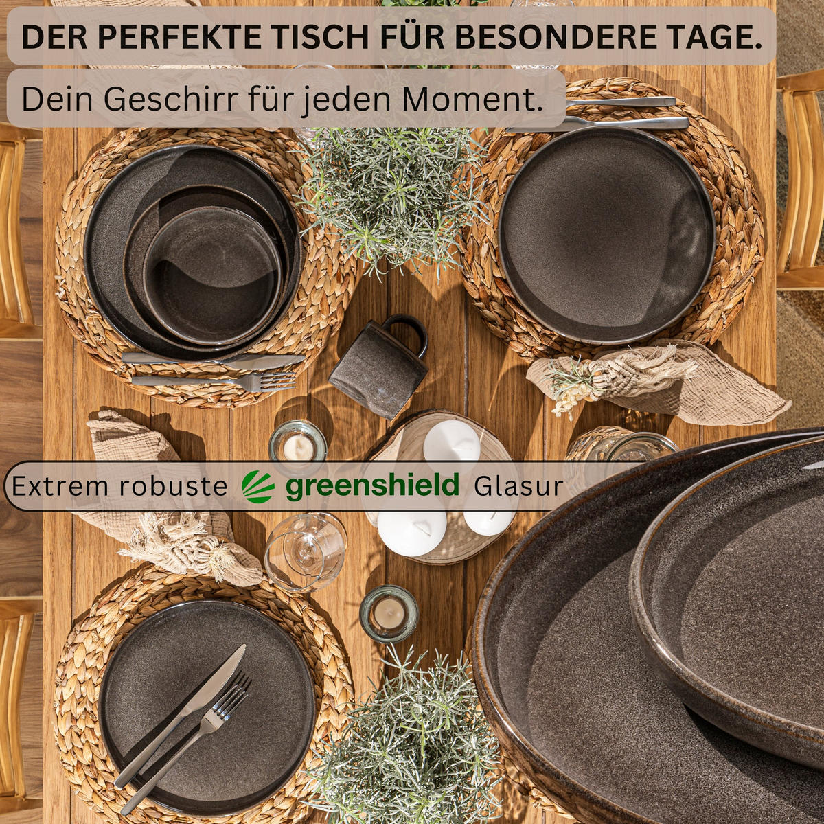 DESSERTTELLER SET KAIRO GRAPHIT - 6 teilig aus Steingut - Braun, Keramik (27.5cm) - Sänger