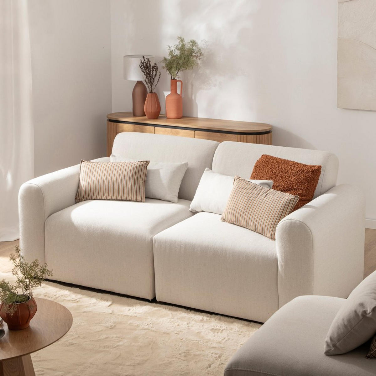 SOFA-ZWEISITZER Cillian Beige 200 cm x 87 cm - Beige, Textil (200/87/90cm) - Klast Home