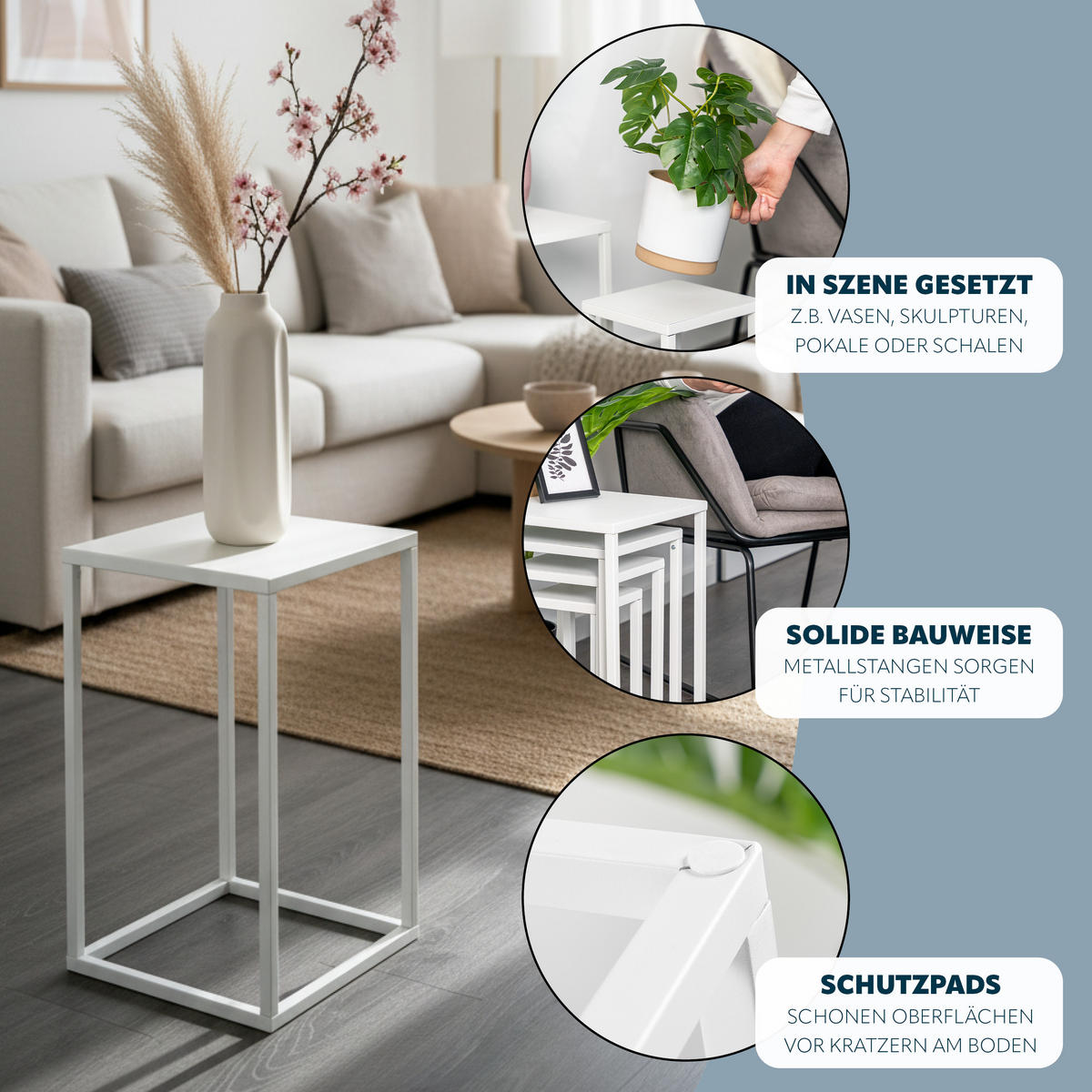 BLUMENHOCKER 4er-Set, weiß, Metall - Weiß, Metall (30/30/45cm) - bremermann