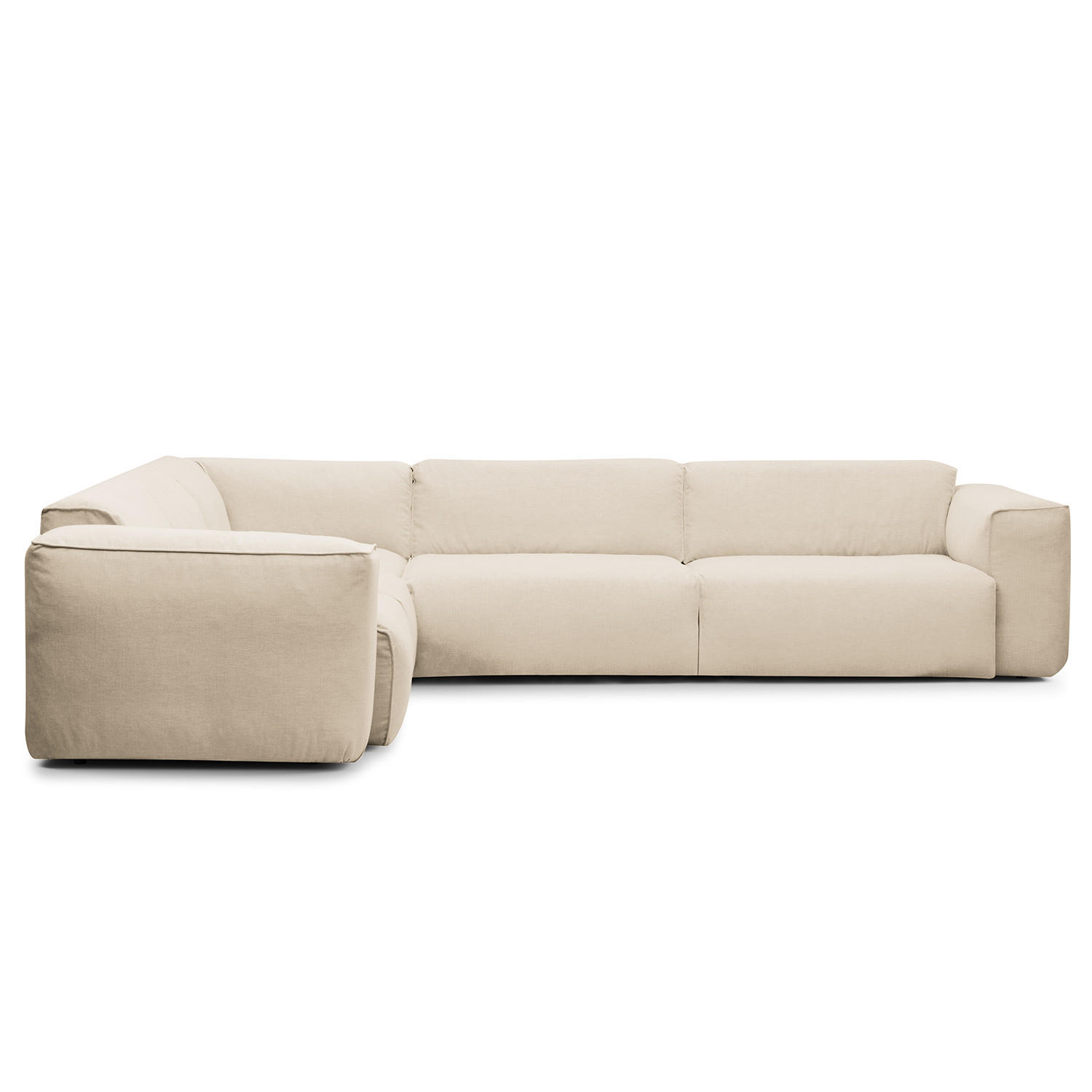 ECKSOFA mit Rundecke - Beige/Schwarz, Textil (325/260cm) - home24