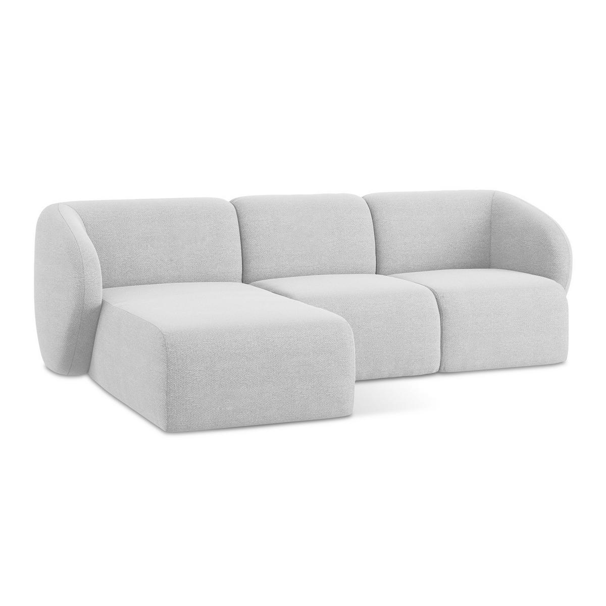 ECKSOFA Links Bouclé Stoff Grau - Silberfarben/Schwarz, Holzwerkstoff/Kunststoff (248/166cm) - LaMiaSofa