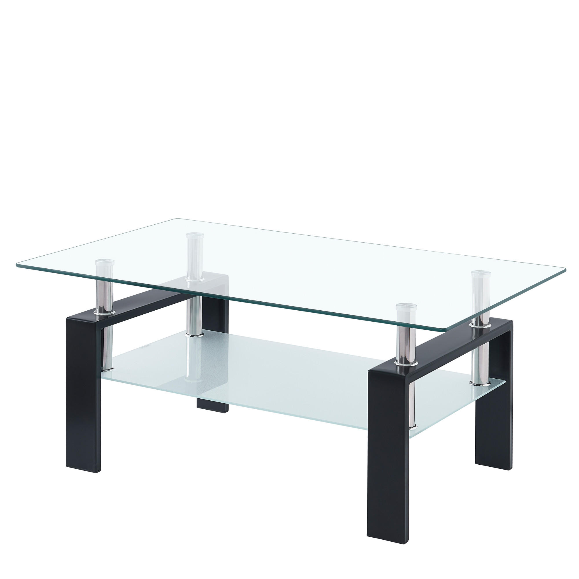 COUCHTISCH Klar mit Glasablage 100/60/44 cm - Klar, Glas (60/100/44cm) - PANGIVO