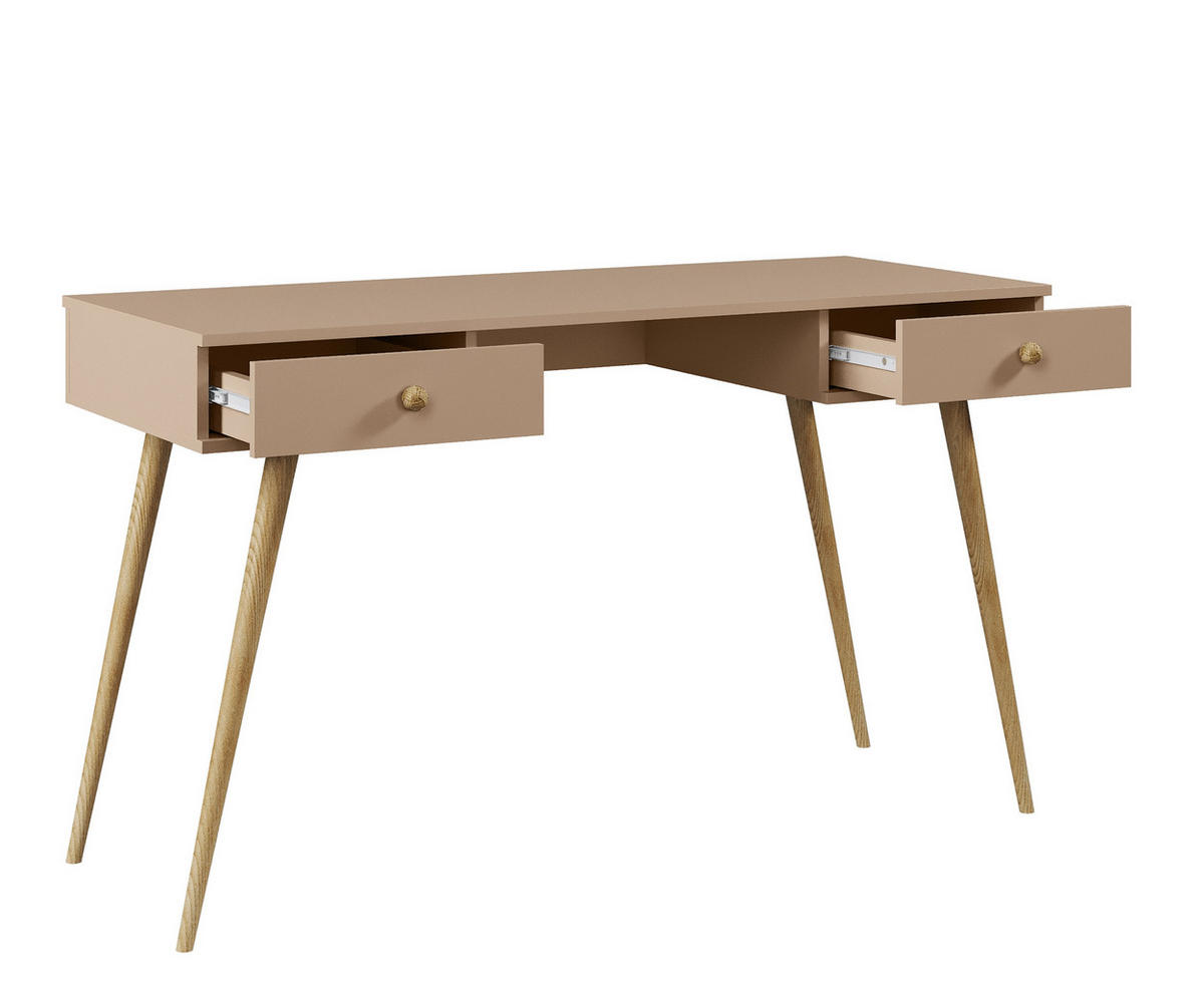 SCHREIBTISCH Macchiato Skandinavischer Stil Mit Schubladen - Beige, Holz (135/135/79cm) - Sepro Meble