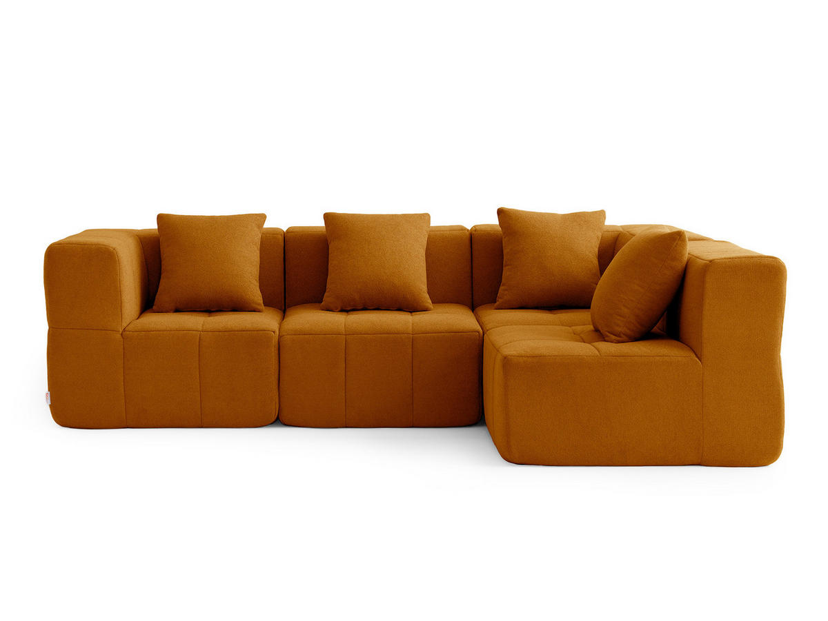 ECKSOFA Bouclé-Stoff Zimtbraun - Hellbraun, Textil (260/175cm) - MILYsofa