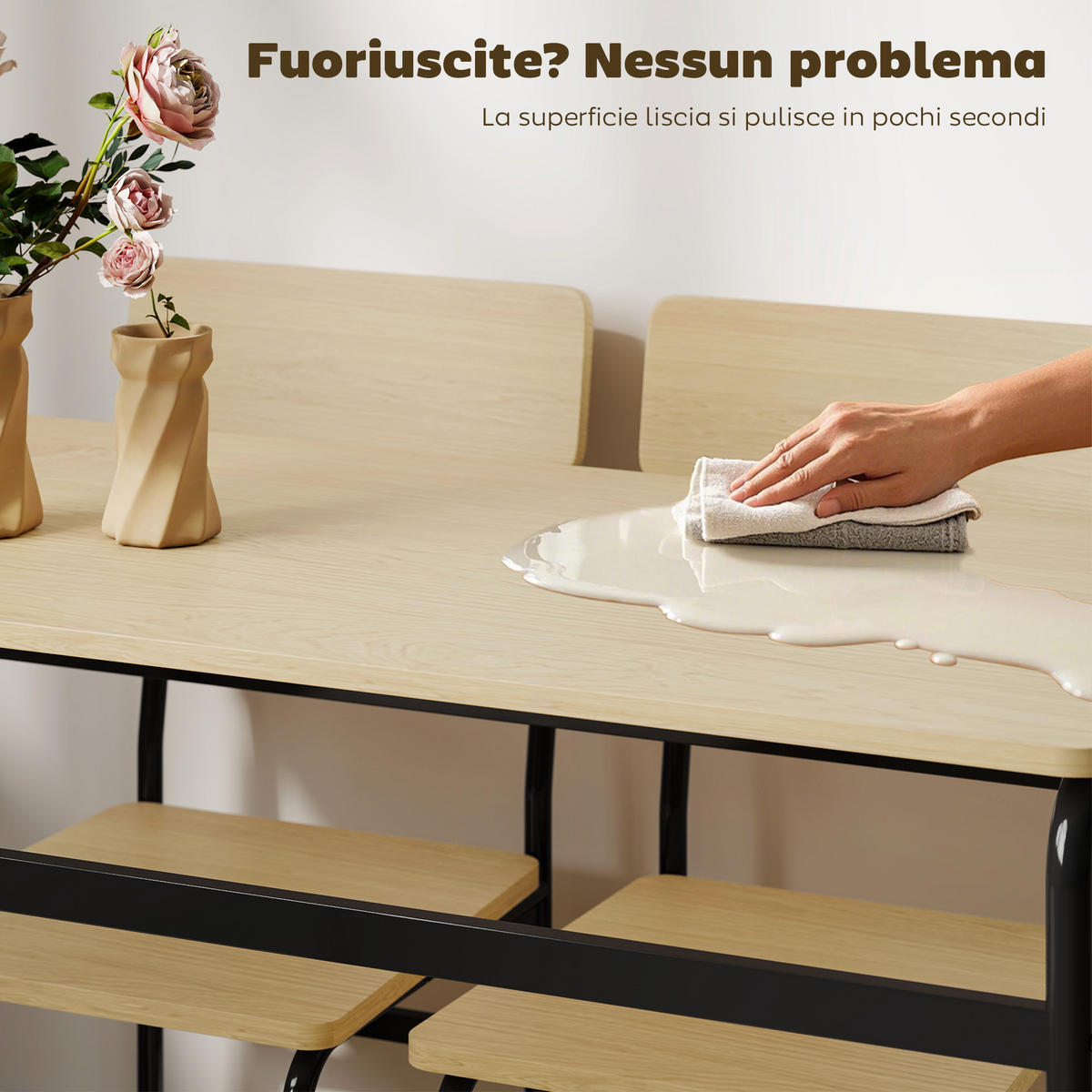 ESSZIMMER-SET, rechteckig Tisch+4 Stühle - Braun, Holzwerkstoff (50/76/105cm) - Vallsero