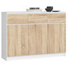 KOMMODE Weiß, Sonoma Eiche 138x40x99 cm - Weiß/Sonoma Eiche, Holzwerkstoff (138/99/40cm) - Akord