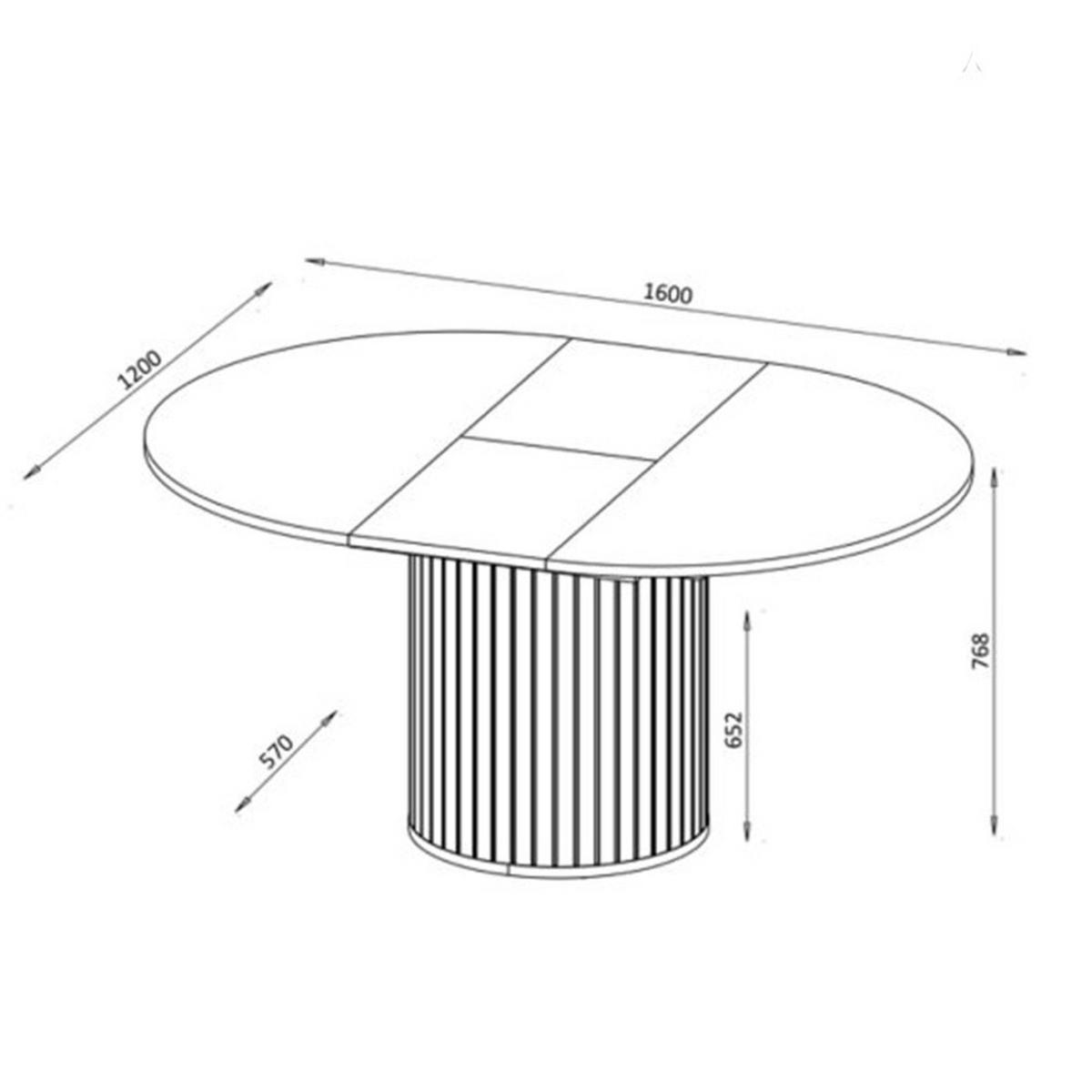 ESSTISCH Ausziehbar, geriffelt 120-160, Kaschmir - Kaschmir, Holzwerkstoff (120/160/77cm) - Idohome