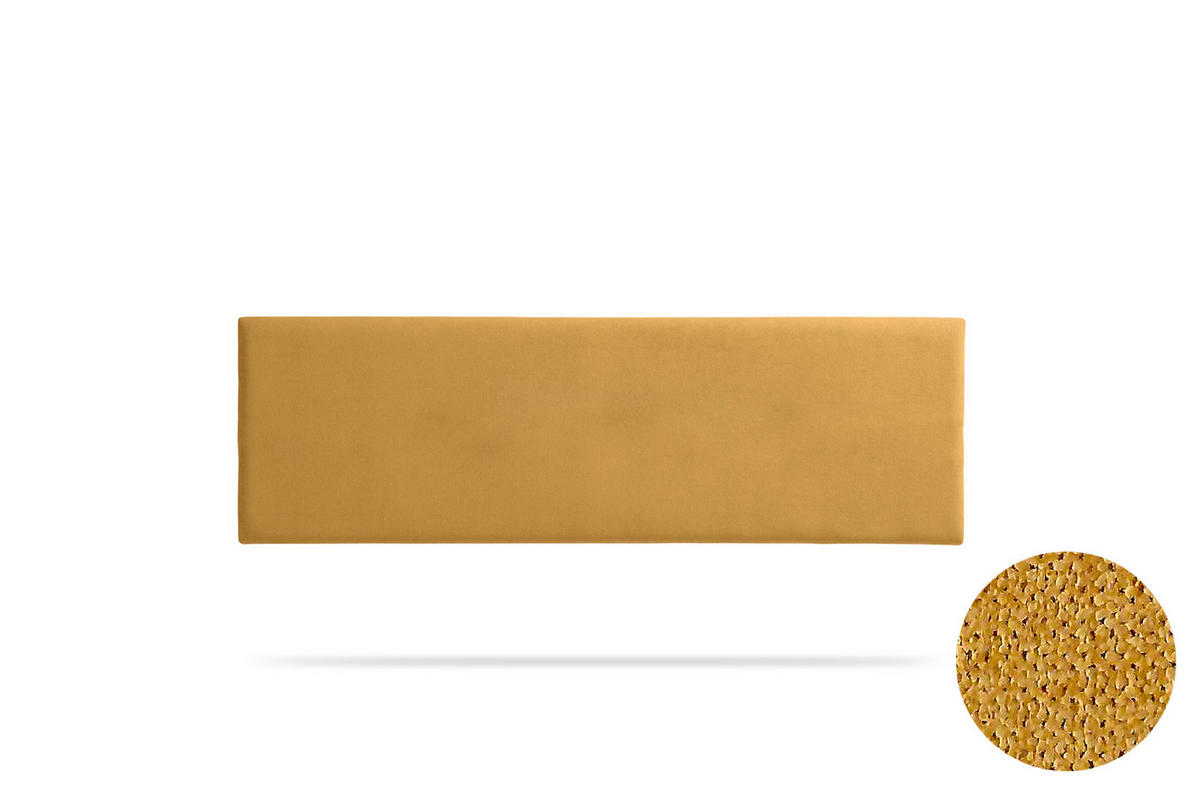 KOPFTEIL gepolstert NOVA Aqualine 100x50x5 cm - Senf - Moonia - Currygelb, Holz (100/5/50cm)